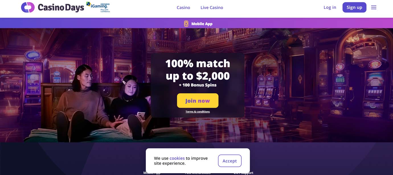 Casino Days $2000 welcome bonus offer