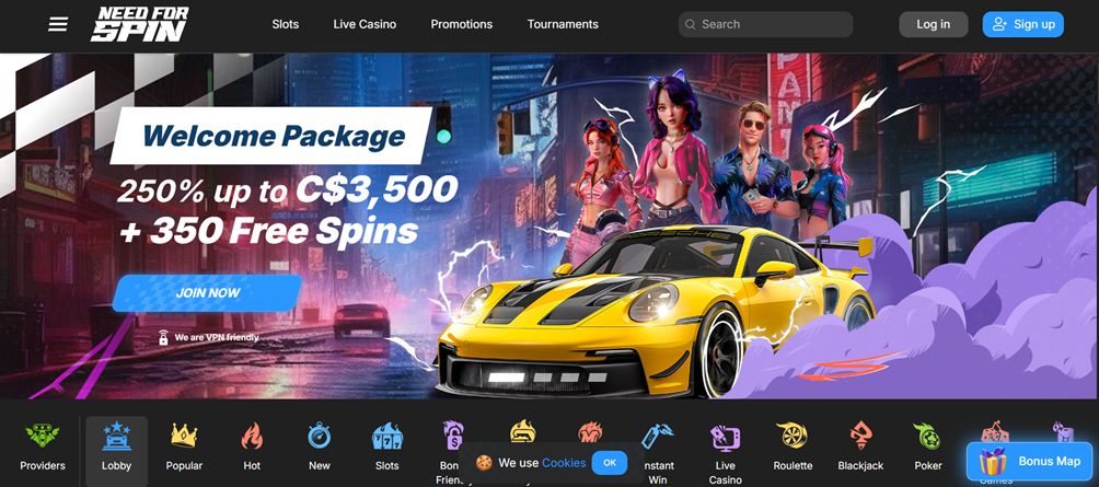 Need for Spin casino screen