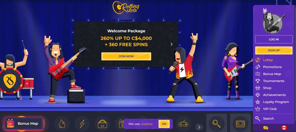 rolling slots welcome bonus